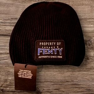 Savage X Fenty Black Ribbed Beanie